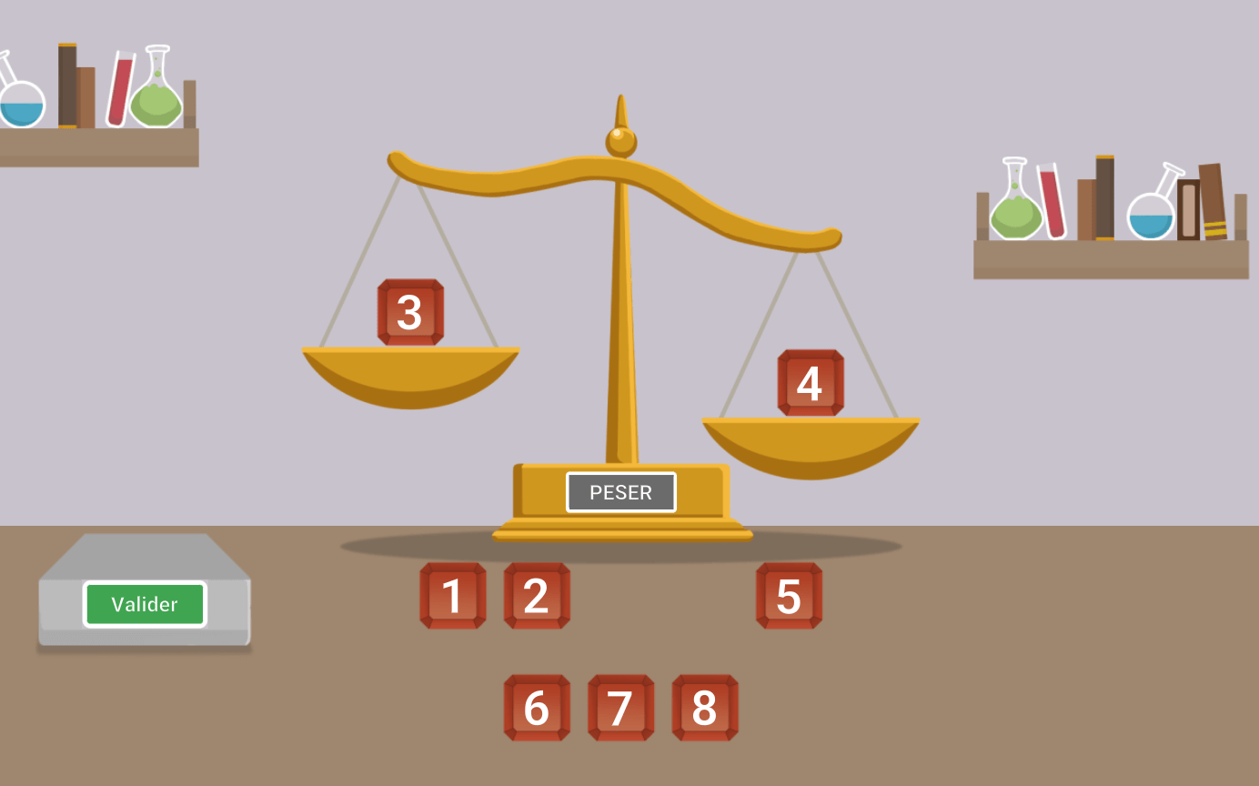 La balance a le plateau de droite vers le bas.